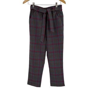 2/$30 Altar'd State Plaid Print Waist Tie High Waisted Cropped Trouser Pants